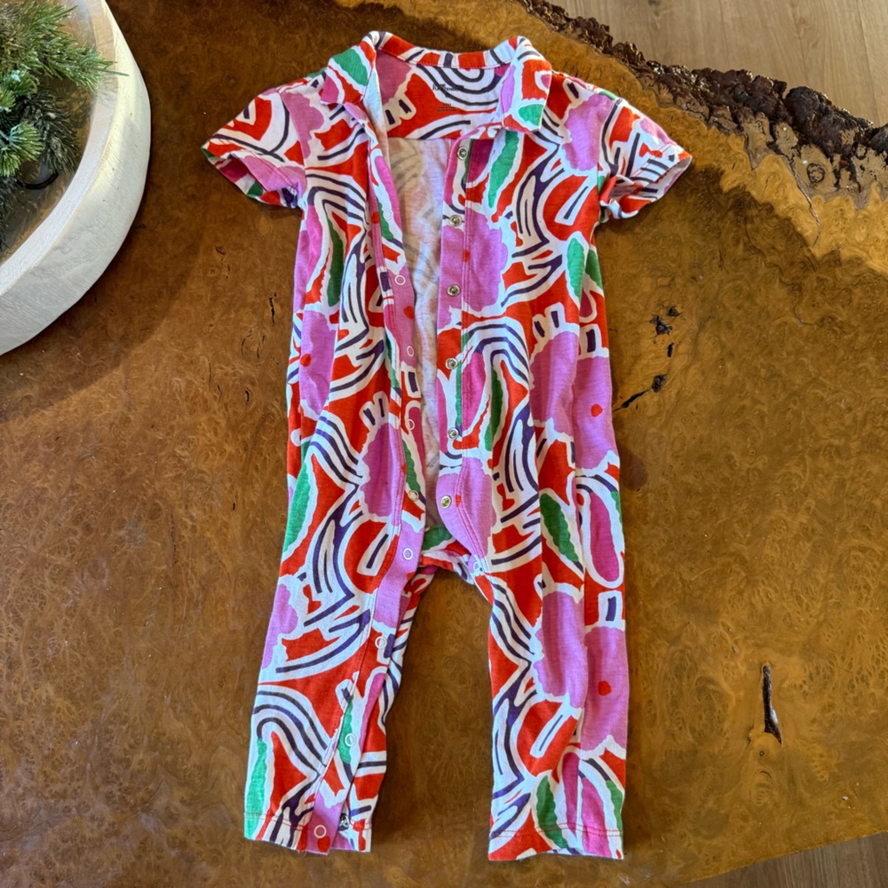 Diane von Furstenberg Baby Romper 12M | Colorful Abstract Print Snap One-Piece
